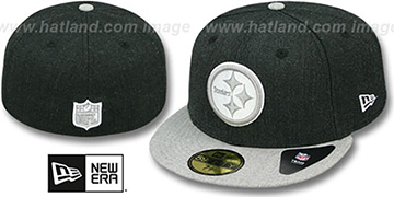 Steelers 2T-HEATHER ACTION Charcoal-Grey Fitted Hat by New Era