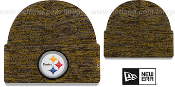 Steelers BEVEL Black-Gold Knit Beanie Hat by New Era