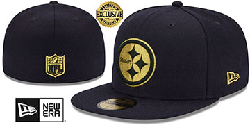 Steelers GOLD-METALLIC Black Fitted Hat by New Era