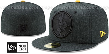 Steelers JUMBO HEATHER Black Fitted Hat by New Era