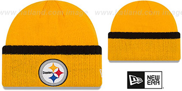 Steelers RIBBED-UP Gold Knit Beanie Hat by New Era