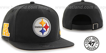 Steelers SUPER-SHOT STRAPBACK Black Hat by Twins 47 Brand