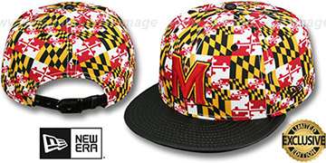 Terrapins MARYLAND-FLAG CROWN PEBBLED STRAPBACK Hat by New Era