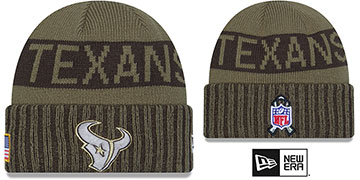 Texans 2025 SALUTE-TO-SERVICE Olive Knit Beanie Hat by New Era