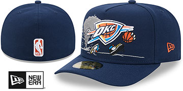 Thunder NBA CARTOON  A-FRAME Navy Fitted Hat by New Era