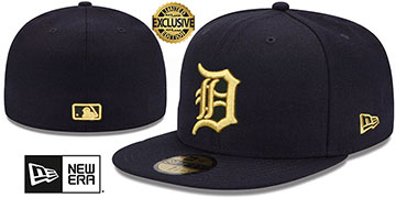 Tigers GOLD-METALLIC Black Fitted Hat by New Era