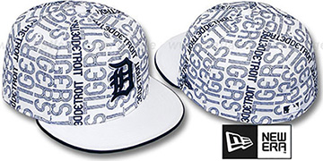 Tigers GOOD TIMES ALL-OVER White-Navy Fitted Hat by New Era