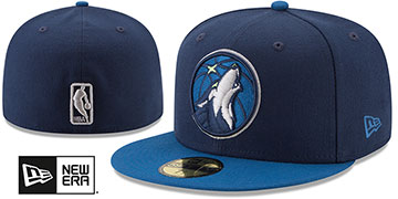 Timberwolves 2T NBA TEAM-BASIC Navy-Blue Fitted Hat by New Era