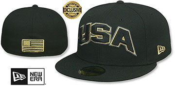 United States USA ARCH Black Fitted Hat by New Era