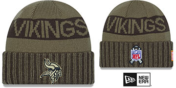 Vikings 2025 SALUTE-TO-SERVICE Olive Knit Beanie Hat by New Era
