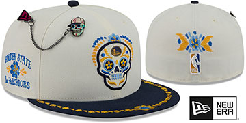 Warriors DAY OF THE DEAD Stone-Navy Fitted Hat by New Era