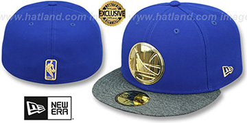 Warriors GOLD METAL-BADGE Royal-Shadow Tech Fitted Hat by New Era