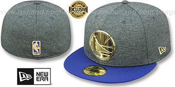 Warriors GOLD METAL-BADGE Shadow Tech-Royal Fitted Hat by New Era