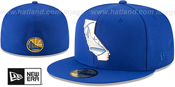 Warriors GOLD STATED METAL-BADGE Royal Fitted Hat by New Era