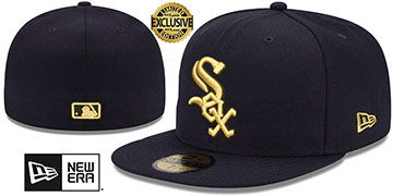White Sox GOLD-METALLIC Black Fitted Hat by New Era