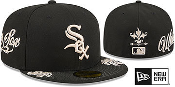 White Sox SIDE SCRIPT WORDMARK Black Fitted Hat by New Era