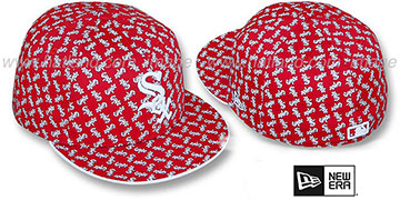 White Sox SOX ALL-OVER FLOCKING Red-White Fitted Hat by New Era