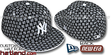 Yankees NY ALL-OVER FLOCKING Black-White Fitted Hat by New Era