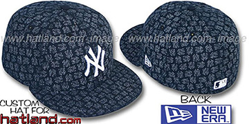 Yankees NY FADE ALL-OVER FLOCKING  Navy-White Fitted Hat by New Era