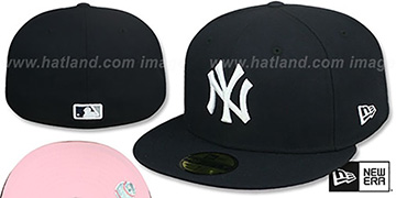 Yankees PINK-BOTTOM Navy Fitted Hat by New Era