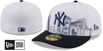 Yankees PRE-CURVED SKYLINE White-Navy Fitted Hat by New Era