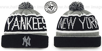 Yankees THE-CALGARY Black-Grey Knit Beanie Hat by Twins 47 Brand
