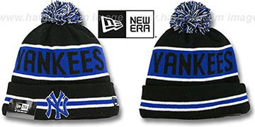 Yankees THE-COACH Black-Royal Knit Beanie Hat by New Era