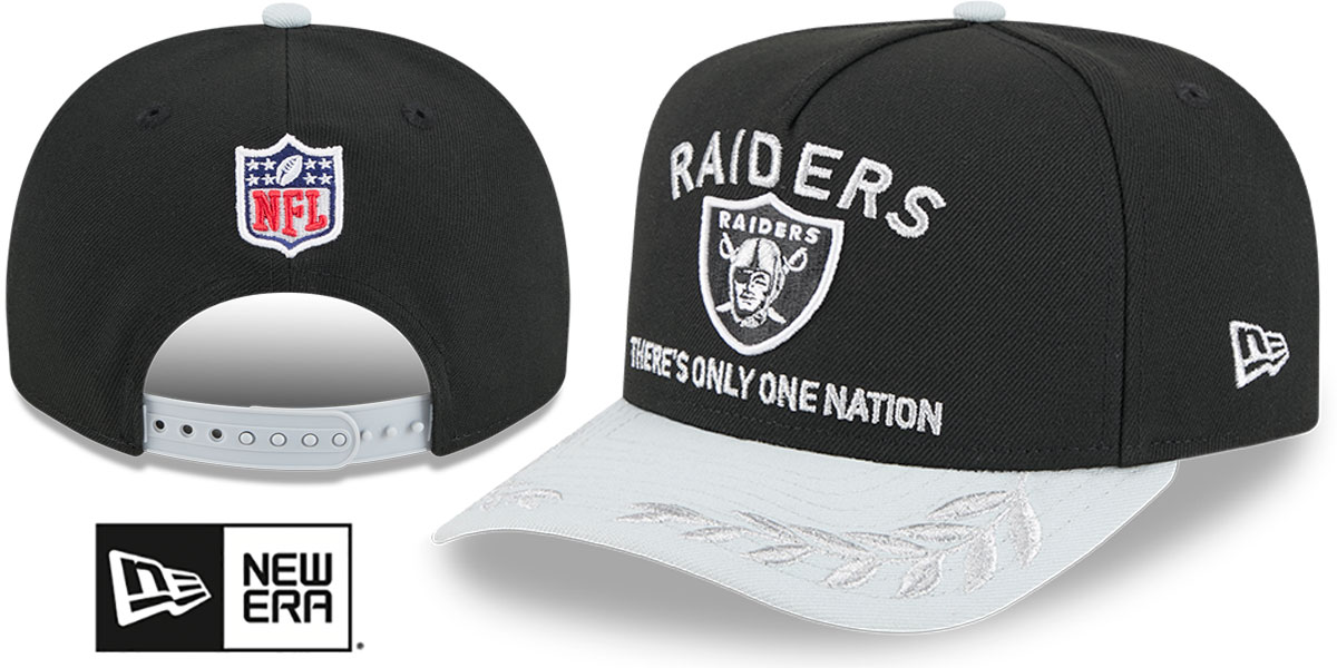 Las Vegas Raiders 2025 NFL DRAFT ONSTAGE A-FRAME SNAPBACK Black-Grey Hat by New Era