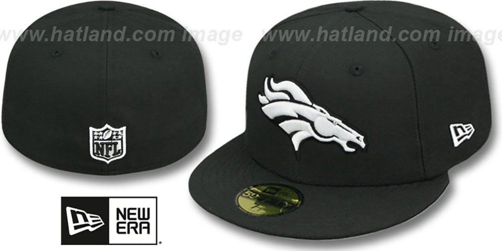 Denver Broncos NFL TEAM-BASIC Black-White Fitted Hat by New Era