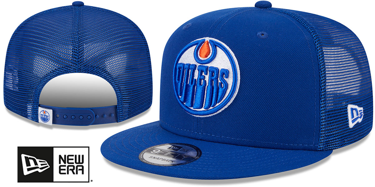 Edmonton Oilers TEAM-BASIC TRUCKER SNAPBACK Royal Hat by New Era
