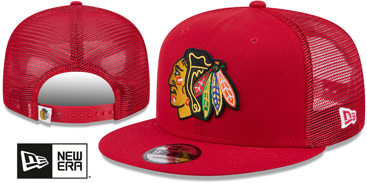 Chicago Blackhawks TEAM-BASIC TRUCKER SNAPBACK Red Hat by New Era