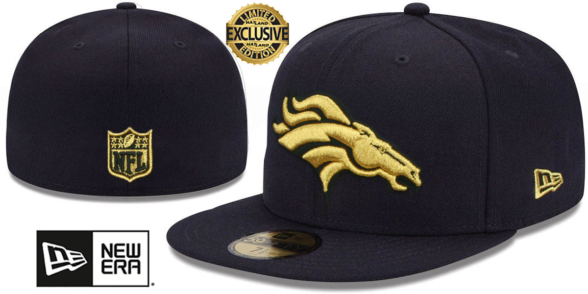 Denver Broncos GOLD-METALLIC Black Fitted Hat by New Era