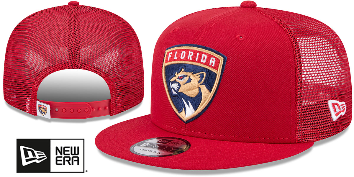 Florida Panthers TEAM-BASIC TRUCKER SNAPBACK Red Hat by New Era