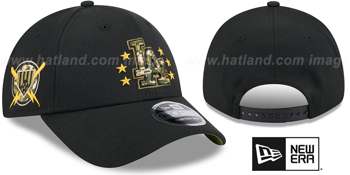 Los Angeles Dodgers 2024 ARMED FORCES STARS N STRIPES STRETCH SNAP Hat by New Era