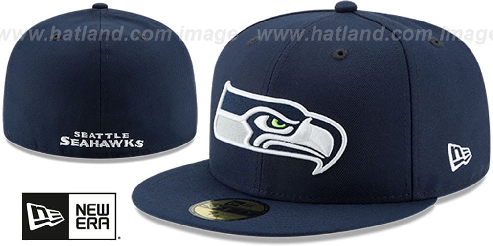 Seattle Seahawks NFL TEAM-BASIC Navy Fitted Hat by New Era