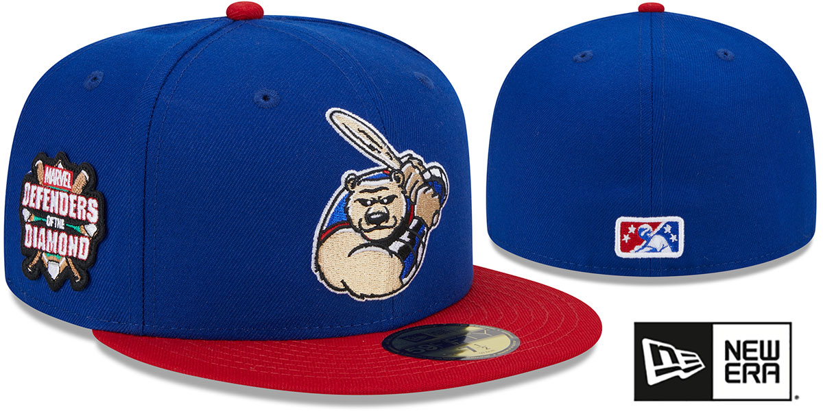 Iowa Cubs MILB MARVEL DEFENDERS SIDE-PATCH Royal-Red Fitted Hat by New Era