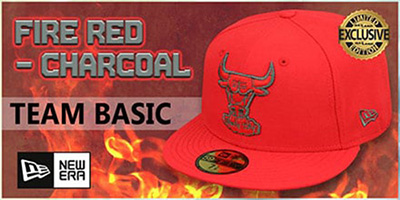 Fire Red-Charcoal Fitted Hats by New Era