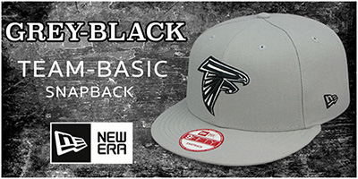Grey-Black Team-Basic Snapback Hats