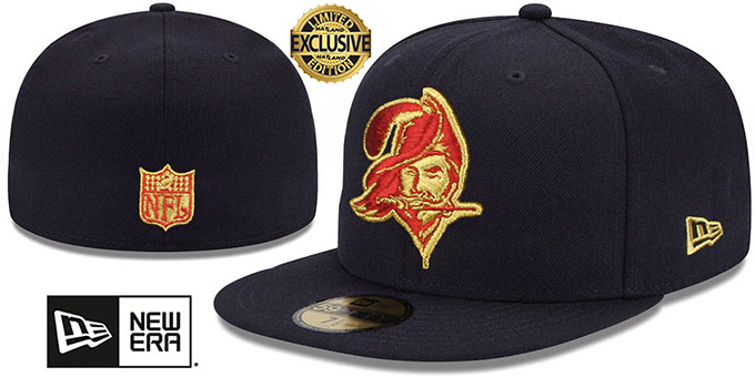 Buccaneers 'THROWBACK GOLD-METALLIC' Black Fitted Hat by New Era