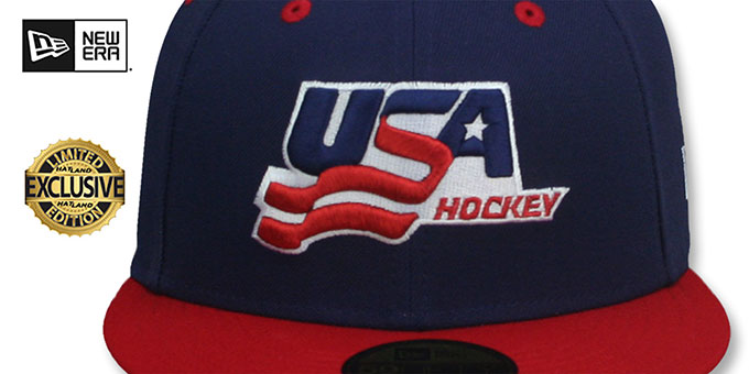 USA HOCKEY Navy-Red Fitted Hat by New Era - 2nd View
