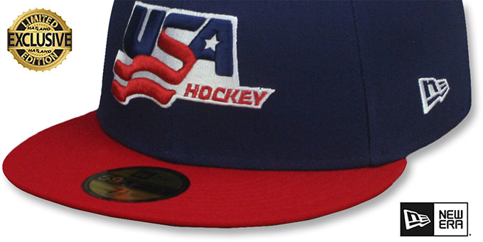 USA HOCKEY Navy-Red Fitted Hat by New Era - 4th View
