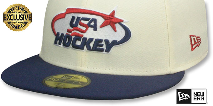 USA HOCKEY Chrome-Navy Fitted Hat by New Era - 4th View