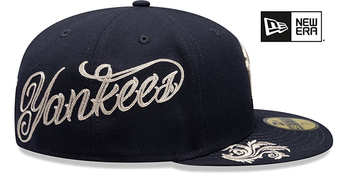 Side Script Hat New York Yankees SIDE SCRIPT WORDMARK Navy Fitted Hat
