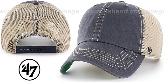 47 'BLANK DIRTY MESH SNAPBACK' Navy-Tan Adjustable Hat