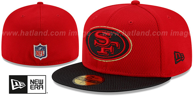 49ers '2021 NFL SIDELINE ROAD' Red-Black Fitted Hat by New Era