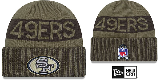 49ers '2025 SALUTE-TO-SERVICE' Olive Knit Beanie Hat by New Era