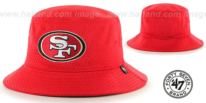49ers 'BACKBOARD JERSEY BUCKET' Red Hat by Twins 47 Brand