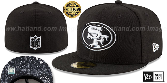49ers 'BLACKDANA BOTTOM' Black-White Fitted Hat by New Era