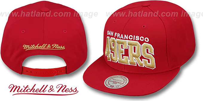 49ers 'BLOCK-ARCH SNAPBACK' Red Hat by Mitchell and Ness
