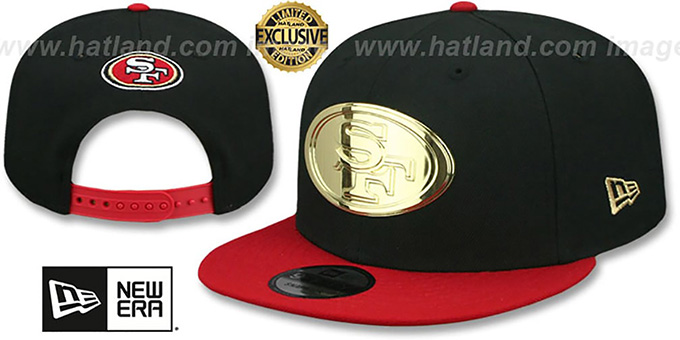 49ers 'GOLD METAL-BADGE SNAPBACK' Black-Red Hat by New Era